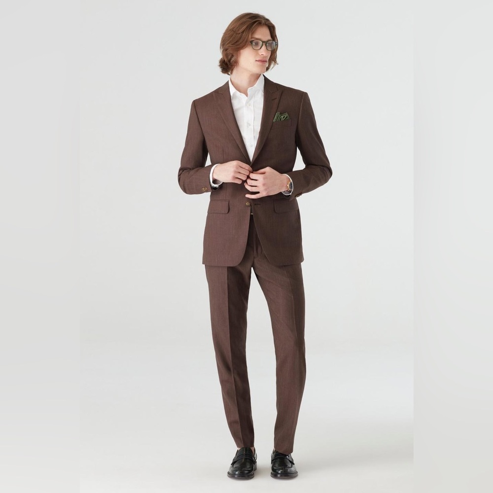 INDOCHINO Kirkhill Nailhead Brown Suit size 36 S